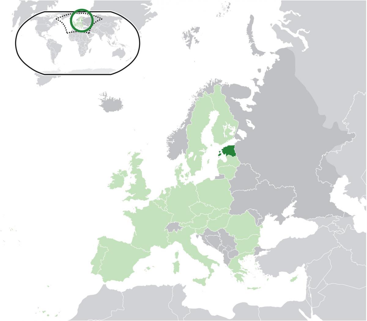 Estland på kartet over europa