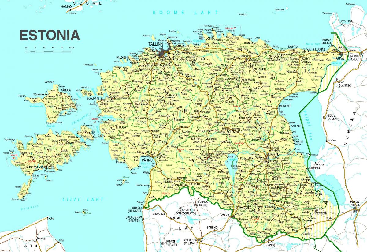 kart over Estland veien